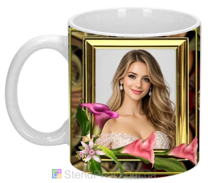 Кружка с фото для девушки элегантный подарок кружка с рамкой заказать