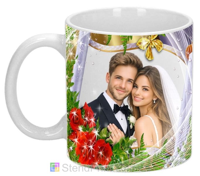 Кружка з фото червоні троянди фрактали тло сувою замовити фотодрук