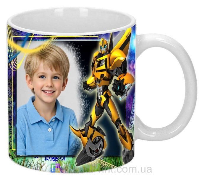 Детская чашка с фото трансформер для мальчика