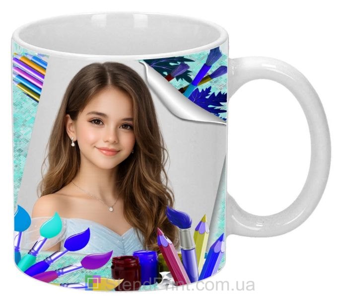 Чашка з фото для дівчинки художниці творчий подарунок замовити