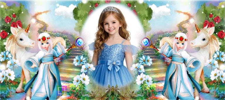 Дитяча кружка з фото чарівниця та єдиноріг