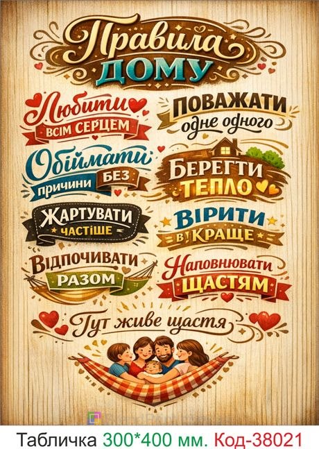 Купити табличку правила дому сучасний декор на стіну