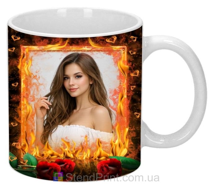 Чашка з фото з вогняним дизайном романтичний подарунок коханій замовити