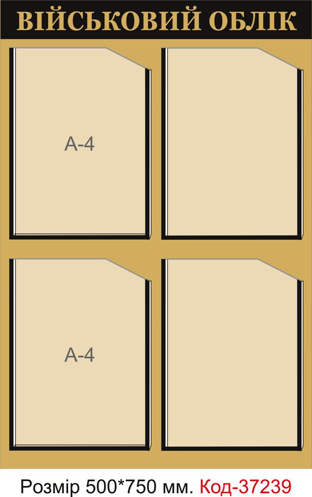 Пластиковий інформаційний стенд з кишенями "Військовий облік"