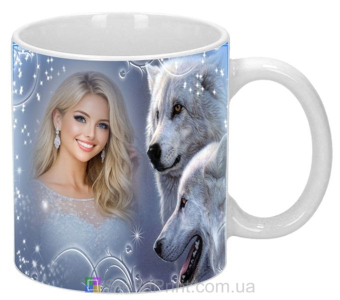 Чашка з фото білі вовки зоряний блиск замовити