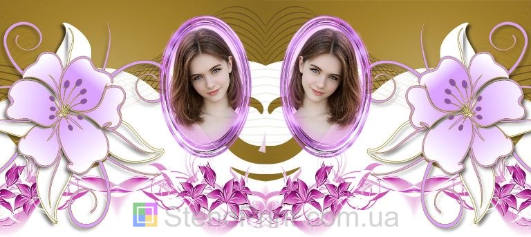 Кружка с фото для девушки с сиреневыми цветами заказать подарок