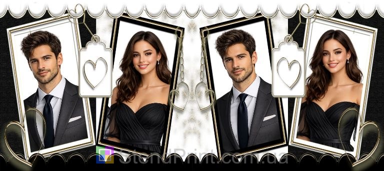 Горнятко з фото для закоханих чорно золота подарунок парі замовити