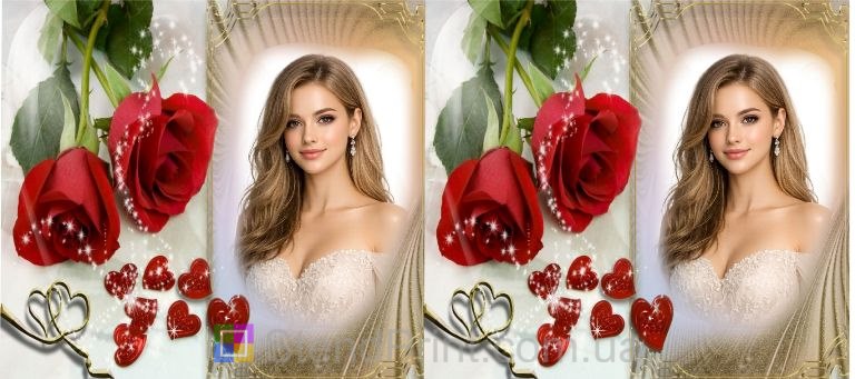 Кружка с фото с розами и сердцами подарок любимой заказать