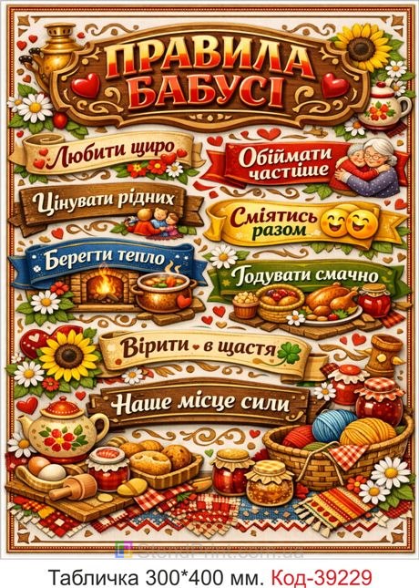 Табличка Правила бабушки в подарок для бабушки купить