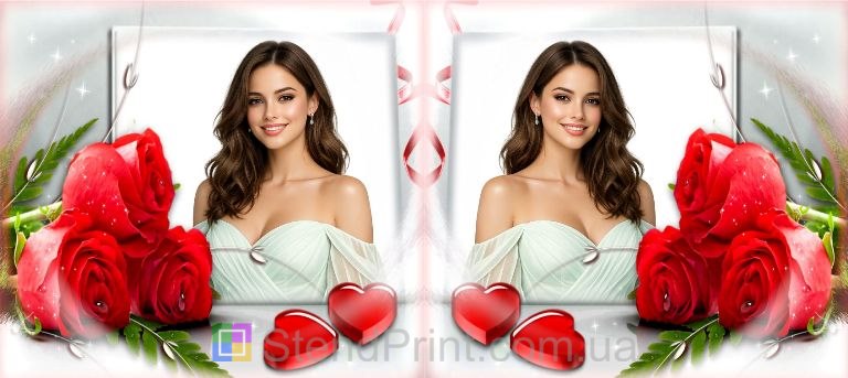 Горнятко з фото з червоними трояндами та серцями романтичний подарунок для коханої людини замовити