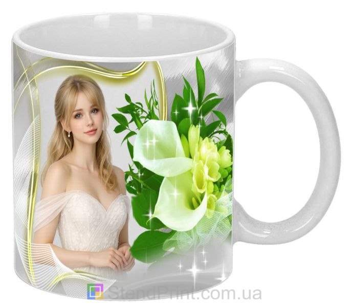 Кружка з фото з каллами для коханої стильний подарунок жінці