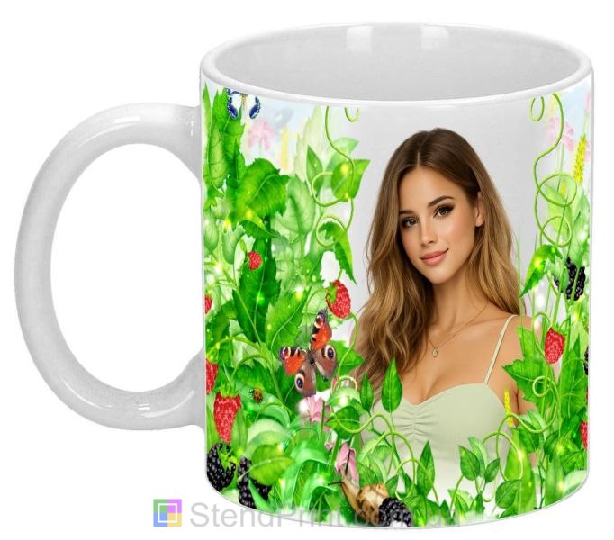 Кружка з фото літня галявина зі стиглими ягодами — яскравий природний дизайн, замовити