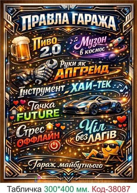 Табличка правила гаража купить футуристический декор гараж