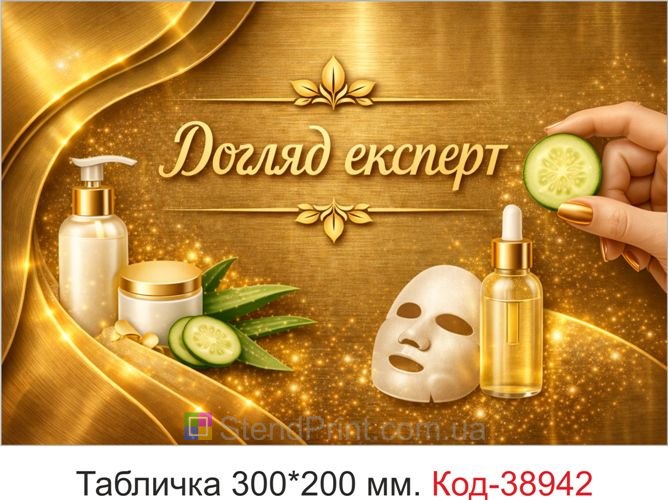 Табличка Догляд експерт для косметологічного кабінету замовити