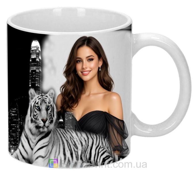 Чашка з фото для дівчини з тигром — стильний подарунок, замовити онлайн