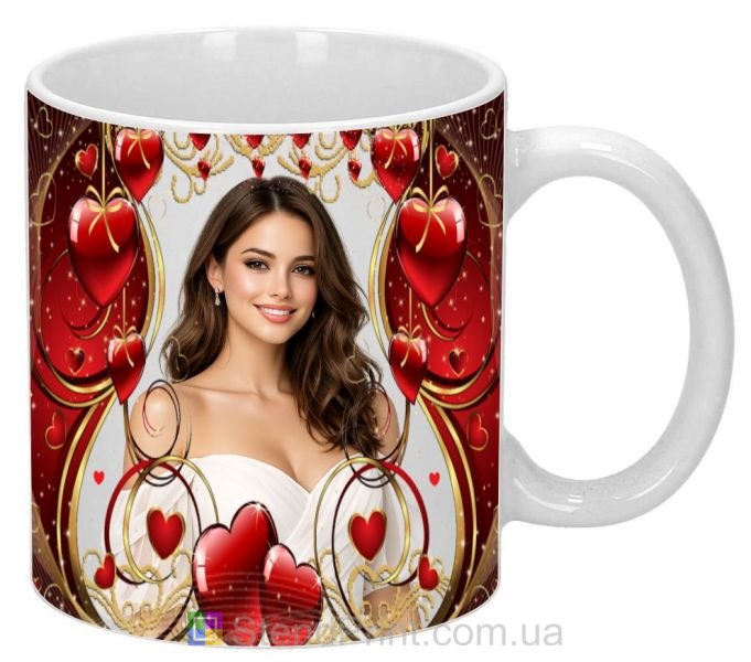 Горнятко з фото для коханої з серцями що подарувати дівчині де замовити онлайн