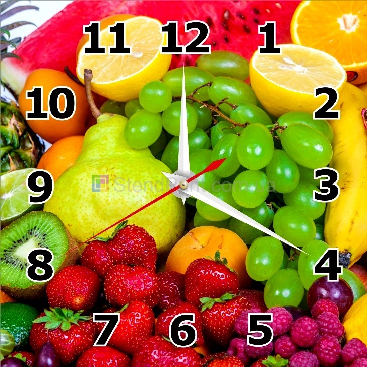 Годинник настінний з фруктовим фоном