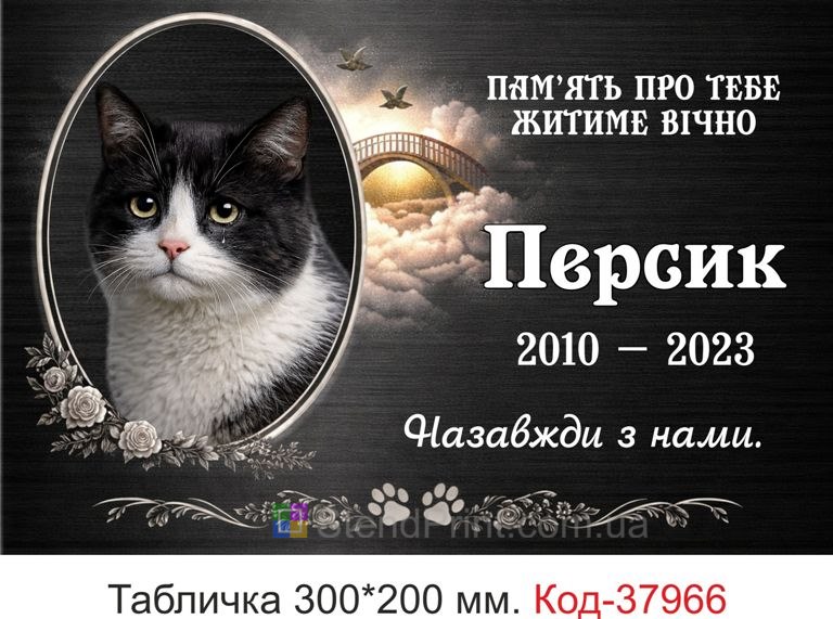Купить ритуальную табличку для кота на могилу с фото и мостом