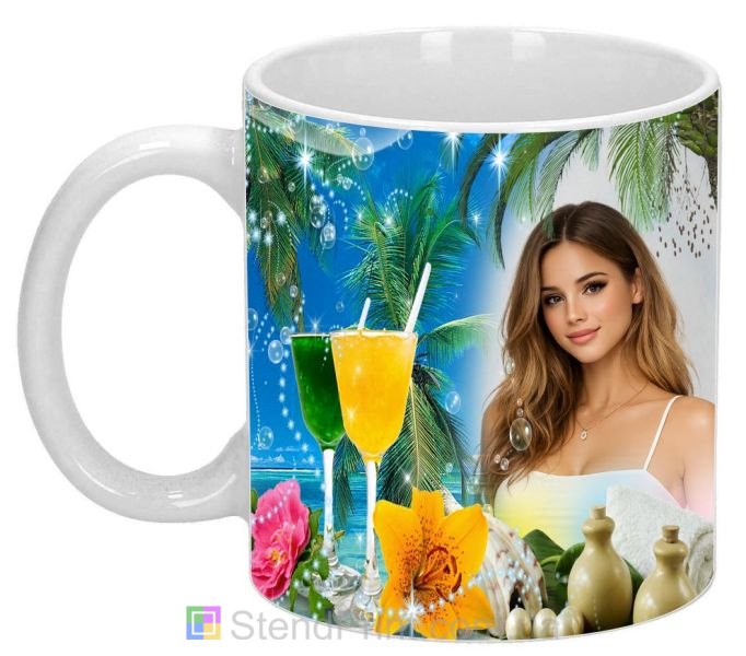 Чашка з фото морський фотоефект, коктейлі, пальми — замовити