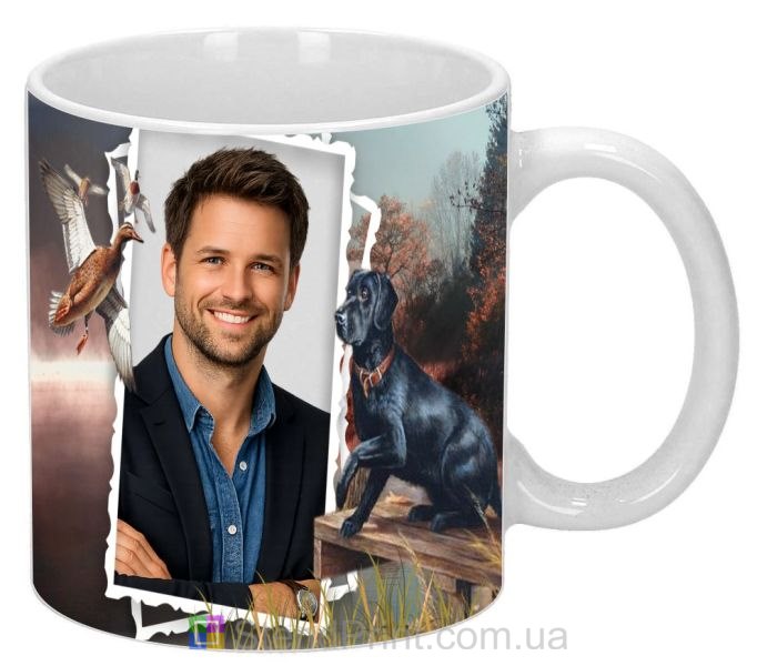 Чашка з фото на подарунок чоловіку з мисливською тематикою