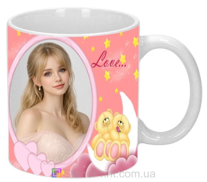 Чашка з фото для коханої з ведмедиками Love ніжний подарунок дівчині купити