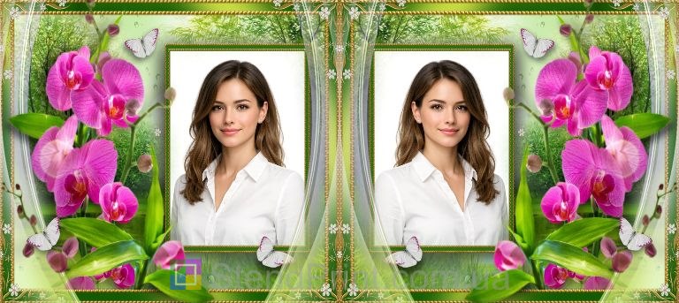 Кружка с фото орхидеи природный фон рамка заказать фотопечать