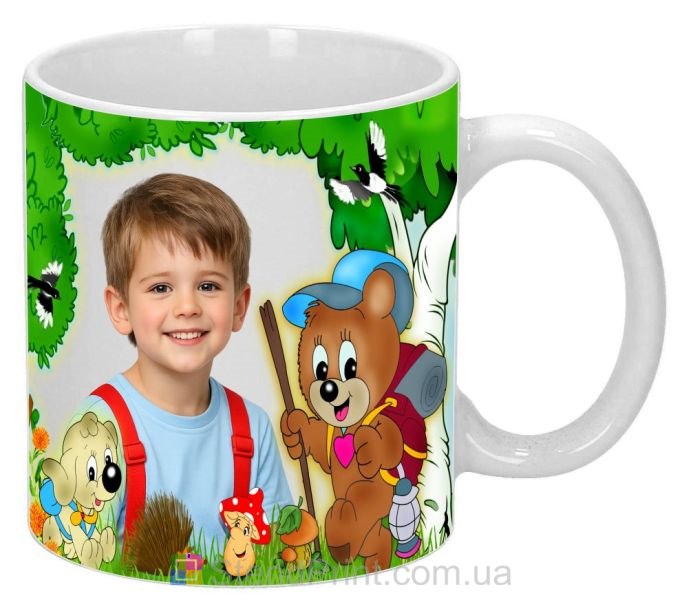 Чашка с фото для мальчика лесная детская кружка заказать