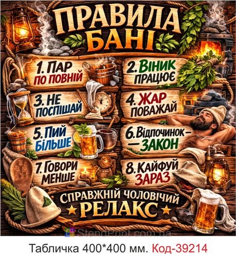 Табличка Правила бани для бани и сауны купить