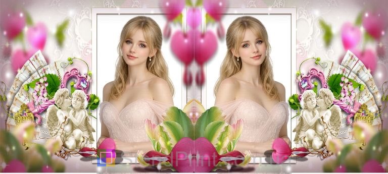 Кружка с фото в нежном романтичном стиле с ангелами персональный подарок