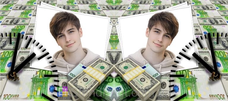 Чашка з фото на подарунок чоловіку з грошима та годинником