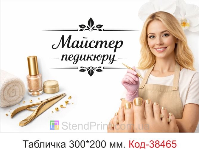 Табличка Майстер педикюру світлий дизайн для кабінету замовити
