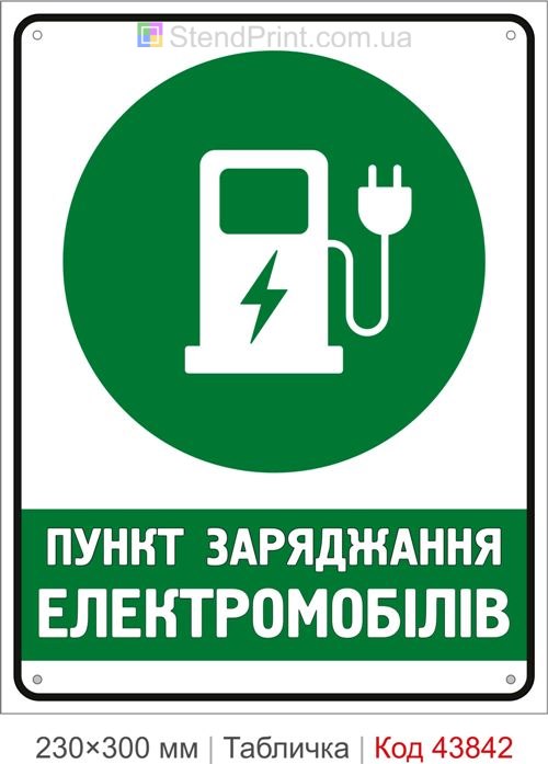 Пункт заряджання електромобілів табличка
