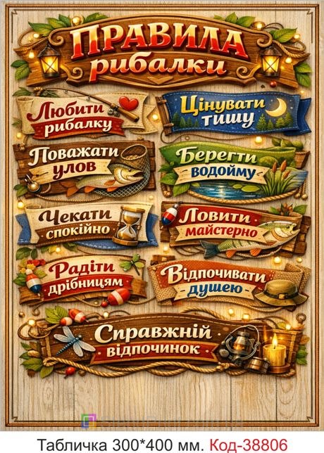 Табличка правила рыбалки купить уютный декор