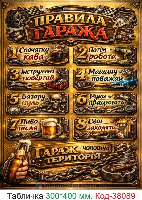 Табличка правила гаража купить декор гараж ретро стиль