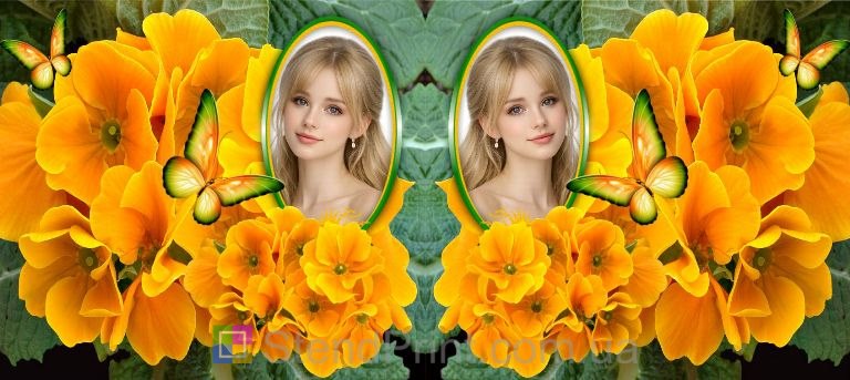 Кружка с фото для девушки с жёлтыми цветами заказать подарок