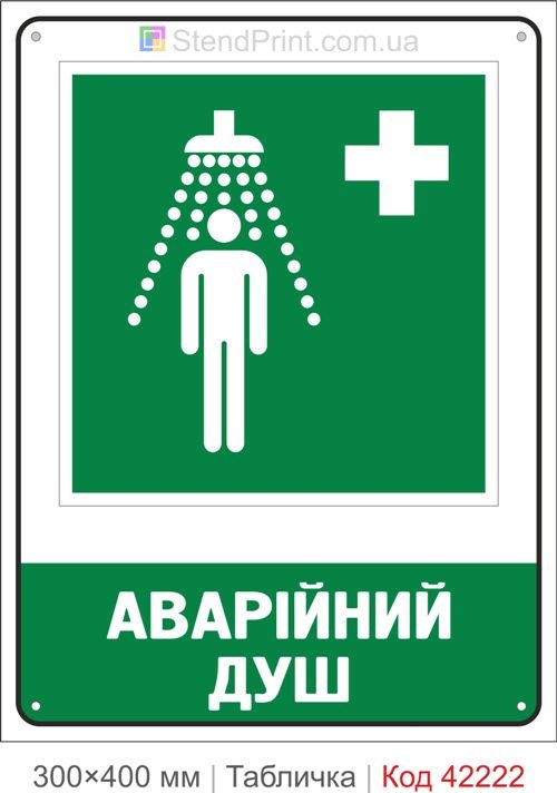 Табличка аварійний душ ISO 7010 велика купити