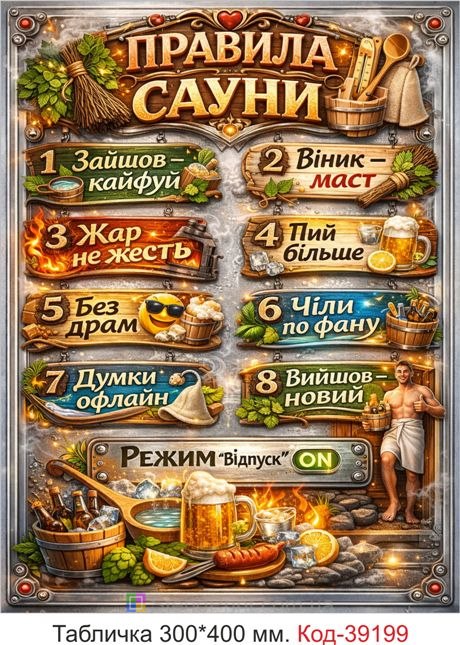 Табличка Правила сауны для бани и сауны купить