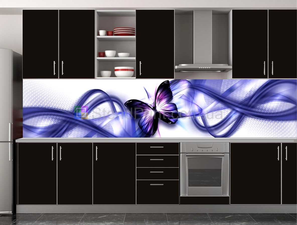 кухня с деревянным фартуком