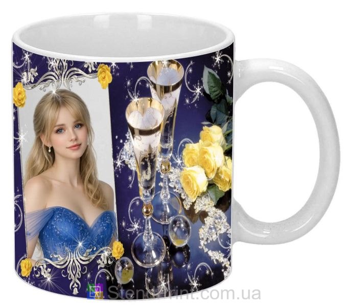Чашка с фото для любимой с бокалами подарок девушке купить онлайн