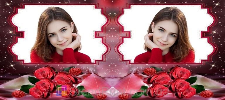 Кружка з фото з червоними трояндами та рамкою подарунок коханій дівчині