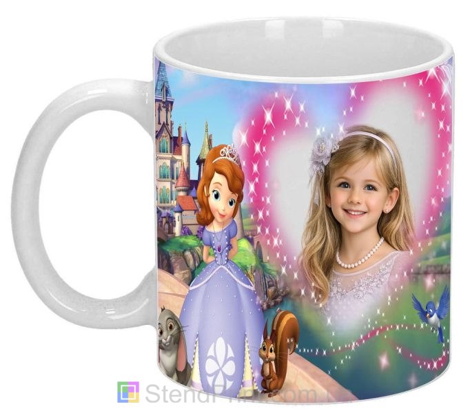 Детская кружка с фото замок и маленькая принцесса