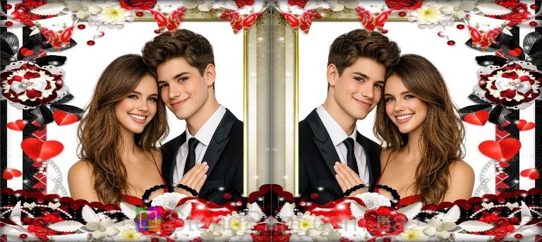 Кружка с фото с красными сердцами и цветами романтичный персональный подарок заказать онлайн