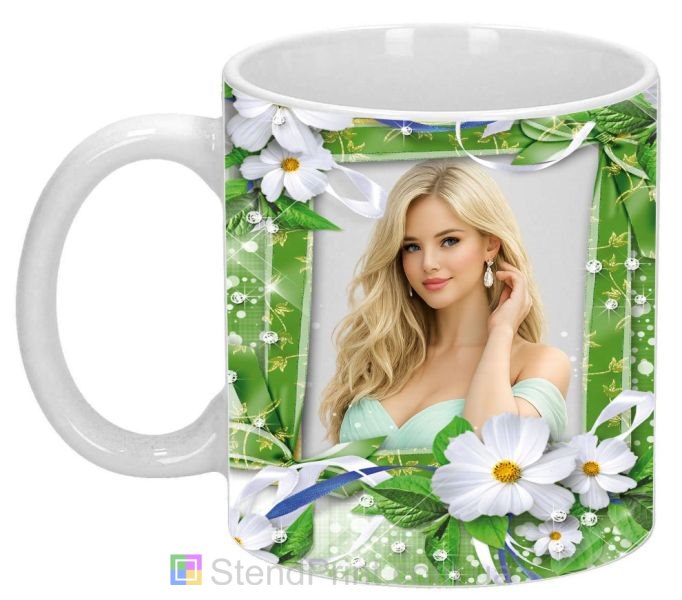 Кружка з фото лугові квіти та зелень зі своїм фото замовити