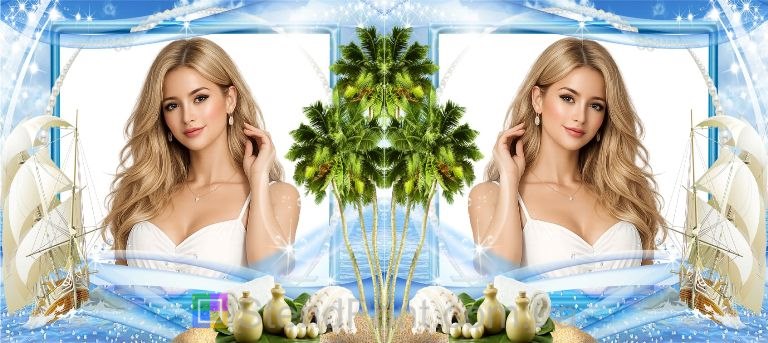 Чашка з фото морська фоторамка, вітрильник, райський відпочинок — замовити