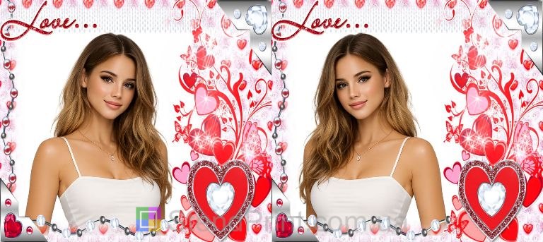 Горнятко з фото для коханої з серцями Love романтичний подарунок замовити