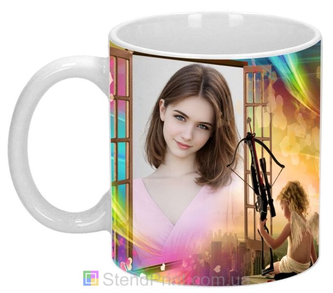 Кружка з фото та Купідоном — подарунок для зізнань