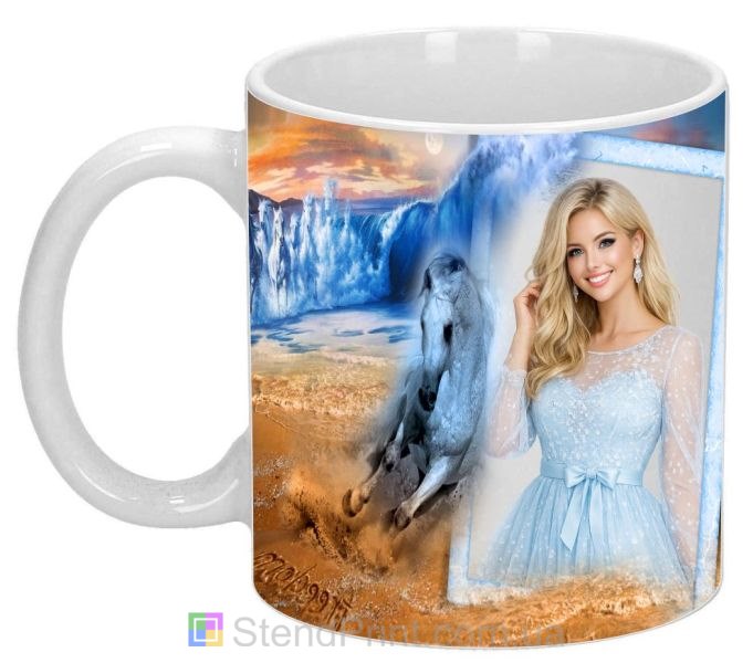 Кружка с фото лошади морская пена побережье заказать