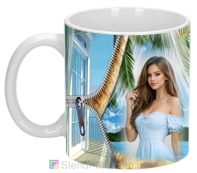 Кружка с фото песчаное побережье экзотика заказать