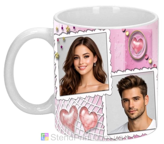 Горнятко з фото для пари з серцями та рамками замовити онлайн