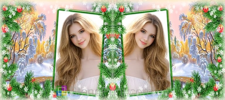 Кружка з фото зимовий подарунок для дівчини фотокружка з ялиновими гілками